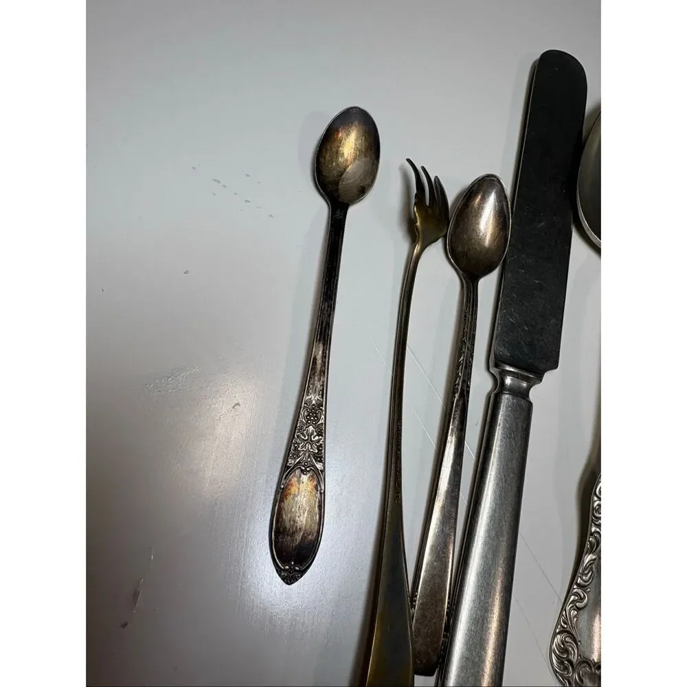 Vintage Silverplate Flatware Lot 10 Mixed Serving Pieces Rogers Wm Rogers